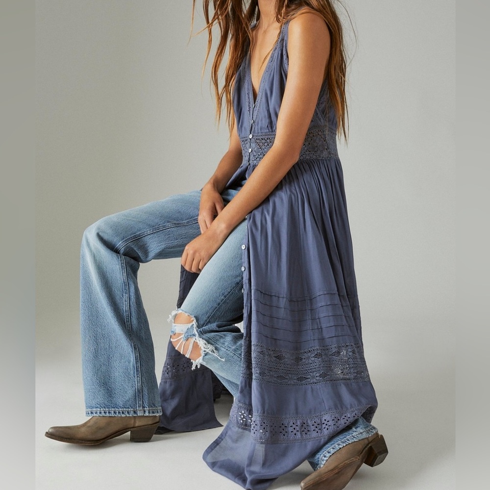 Lace V Neck Maxi Dress